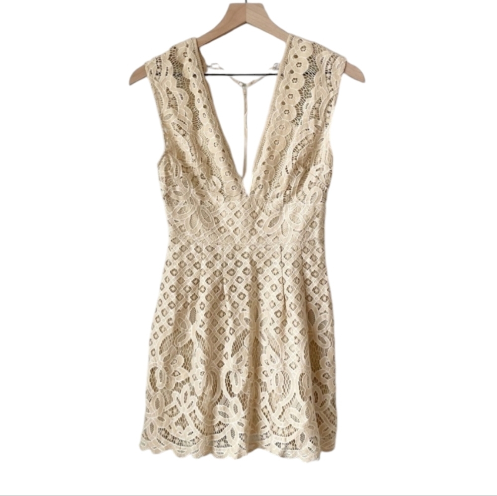Free People Ivory One Million Lovers Lace Mini Dress - Picture 2 of 7